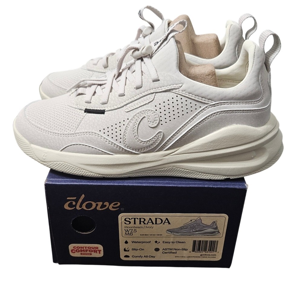 Clove Strada Moonbeam Ivory Waterproof Nursing Shoes Womens 7.5 Mens 6 NEW